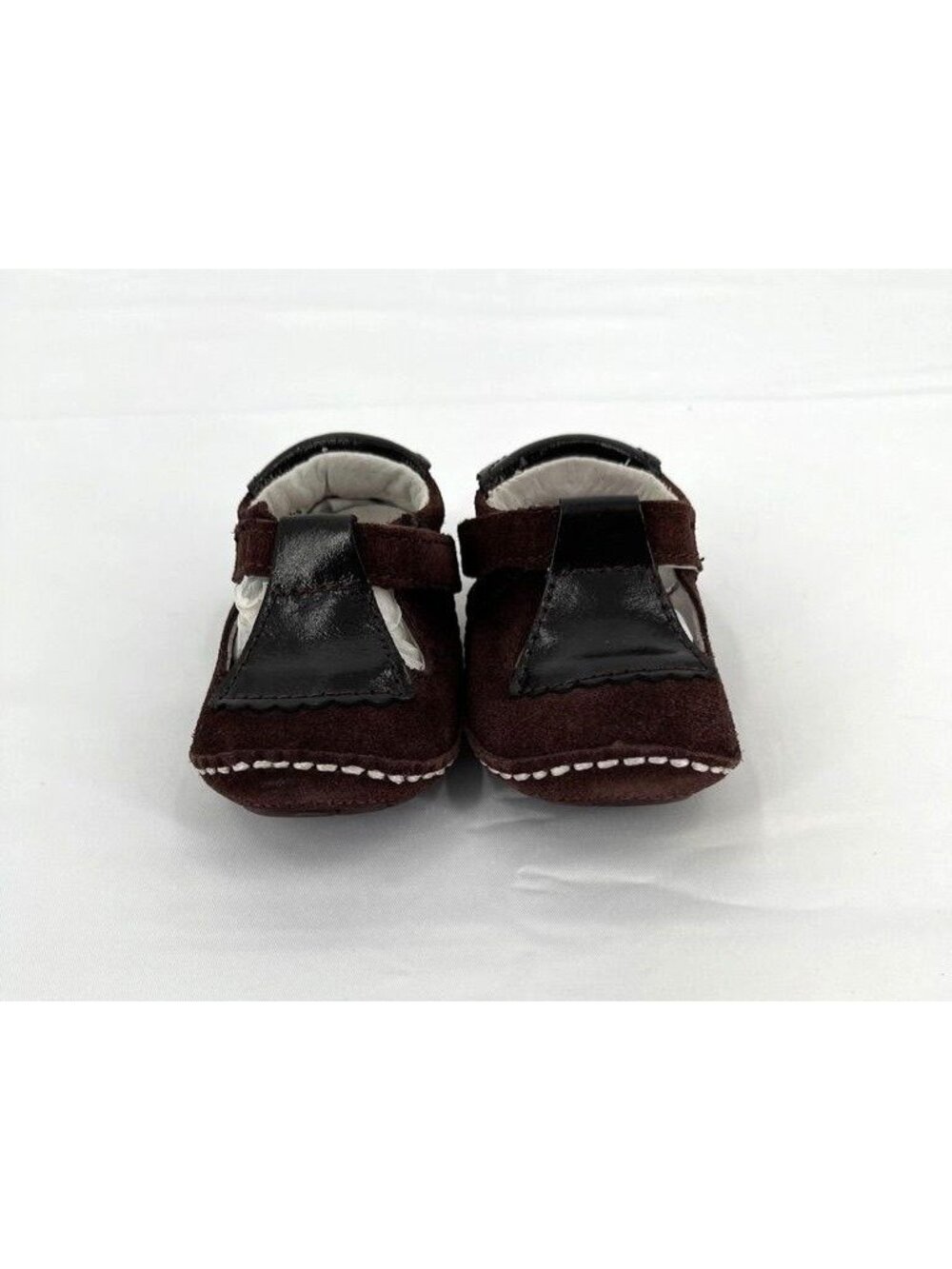 Rileyroos Baby  Shoes Size 3-6 Mos Brown Suede & Patent Creeper